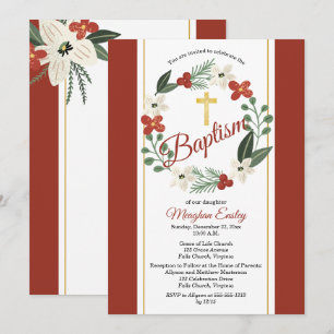 Convite Feriado de Natal, Frota Floral, Bebê, Batismo