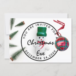 Convite Feriado de Natal Janta Snowman Verde Branco