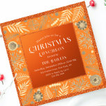 Convite Feriado de Natal Lunchee Glitter Winter Floral I<br><div class="desc">Os Convites de festas de Natal Feriado Luncheon Glitter Winter Floral apresentam um quadro floral com flocos de neve e decorações de natal em um fundo brilhante laranja com seu Convite de festas de Natal personalizado no centro. Concebido por © Evco Holidays www.zazzle.com/store/evcoholidays</div>