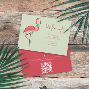 Convite Feriado de Natal Luz rosa Flamingo QR Código QR Fl