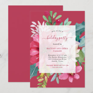 Convite Feriado de Natal Vibrante Aquarela Floral