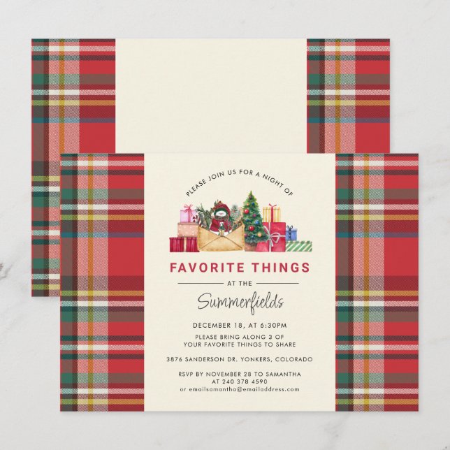 Convite Feriado de Natal, Xadrez Vermelho do Partido Coisa (Frente/Verso)