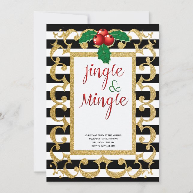 Convite Feriado de ouro Jingle e Mingle (Frente)