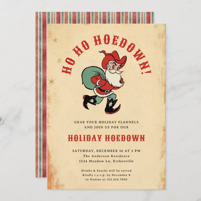 Convite Feriado de Papais noeis de Natal do Country Wester (Frente/Verso)