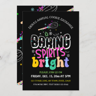 Convite Feriado de Troca de Biscoitos Brilhantes com Espír