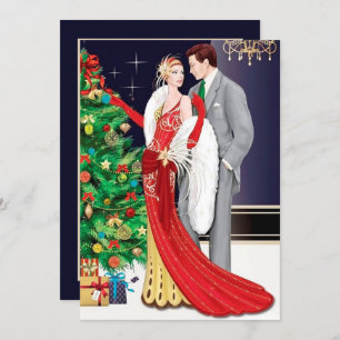 Convite feriado do art deco retro