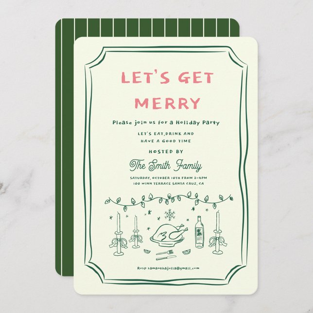 Convite Feriado do Partido XmasMão Desenhada Manuscrita Fu (Criador carregado)