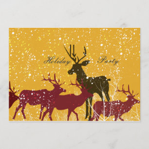 Convite Feriado dourado da natureza animal da neve