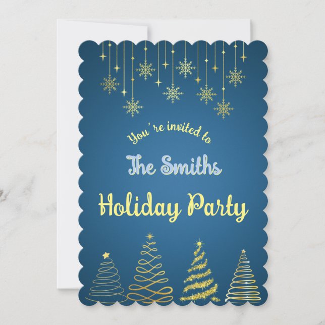 Convite Feriado Dourado e Azul (Frente)