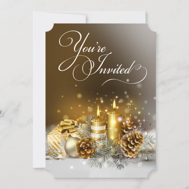 Convite Feriado Elegante do Partido de Natal das Velas Dou (Frente)