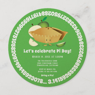 Convite Feriado em Matemática Verde do Pi Day Apple Pie Pa