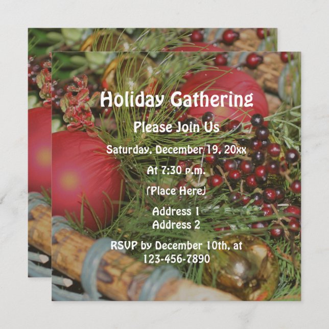 Convite Feriado Evergreens dos enfeites de natal (Frente/Verso)