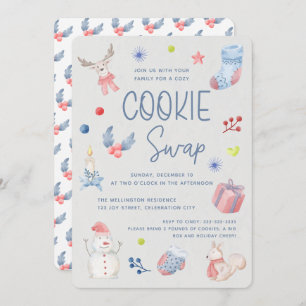 Convite Feriado Feriado Fresco Aquarela Swap de Biscoito d