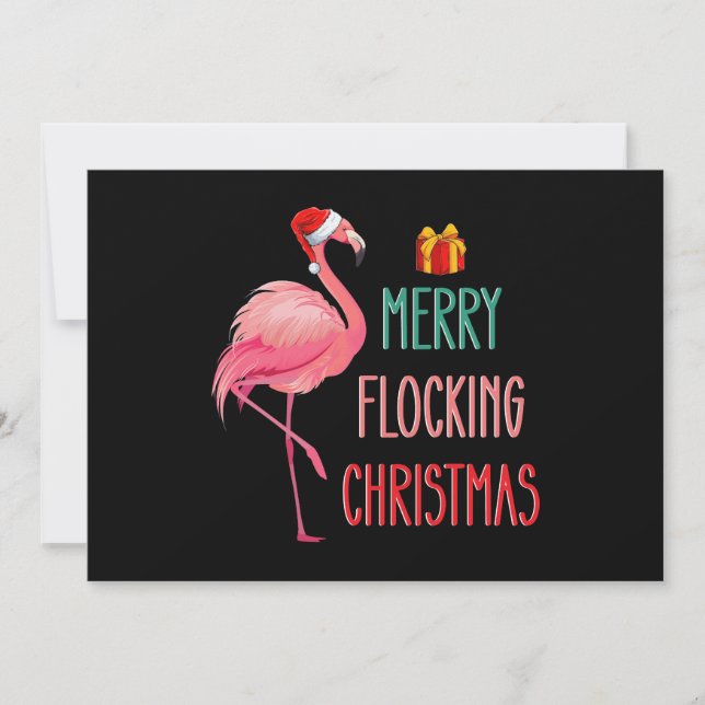 Convite Feriado Flamingo Engraçado pela feliz de Natal (Frente)