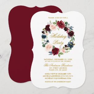 Convite Feriado Floral de Aquarela Elegante Dourado BR