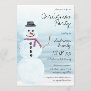 Convite Feriado Fresco Azul Neves Aquarela Natal