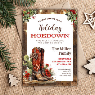 Convite Feriado Hoedown Festa de Natal Ocidental Cowboy