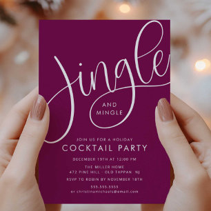 Convite Feriado "Jingle and Mingle" de ameixa Elegante