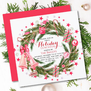 Convite Feriado Luncheon Elegante Frota de Natal