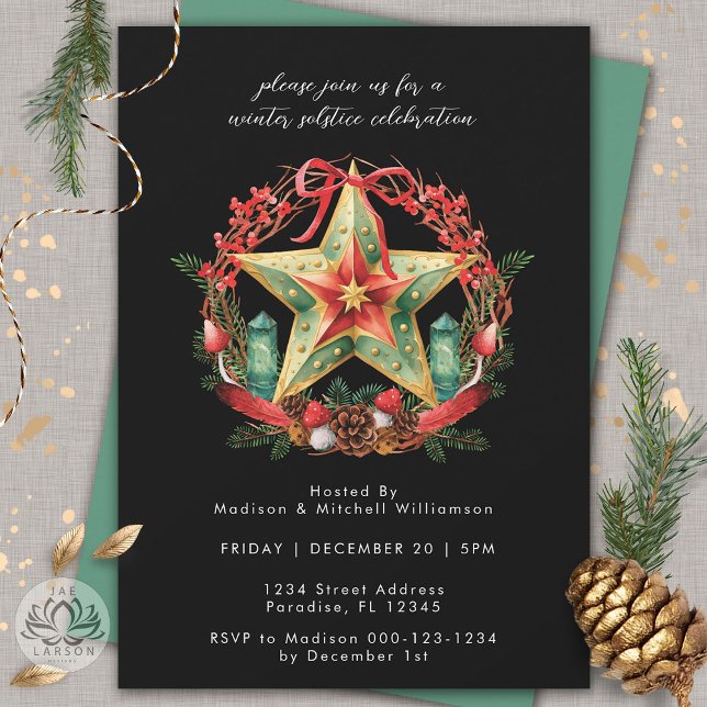 Convite Feriado nas Estrelas do Férias do inverno Solstíci (Criador carregado)