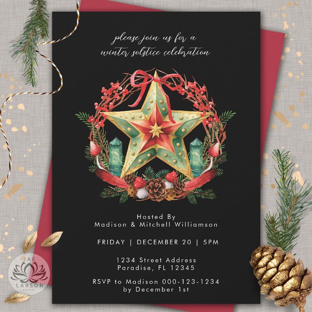 Convite Feriado nas Estrelas do Férias do inverno Solstíci (Criador carregado)