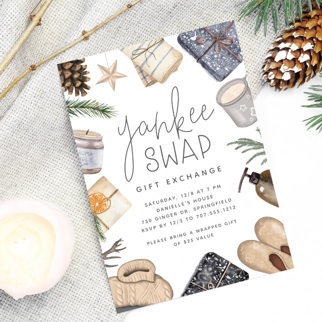 Convite Feriado Natal Yankee Swap - Festa de Troca de Pres (Criador carregado)