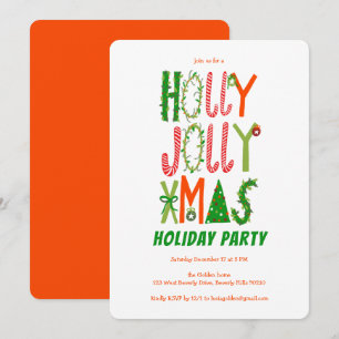 Convite Feriado PERSONALIZADO de Natal Holly Jolly Drawn