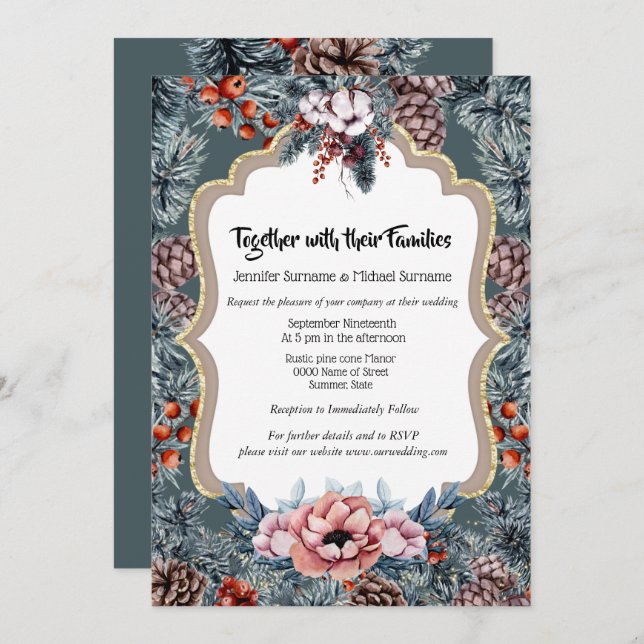 Convite Feriado russo de madeira de madeira de pinheiro de (Frente/Verso)