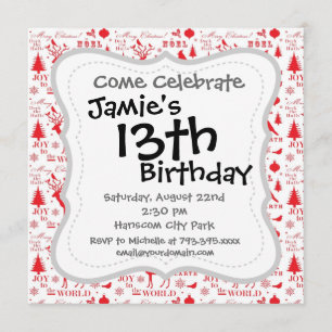 Convite Feriado rústico dos pássaros das árvores da ren