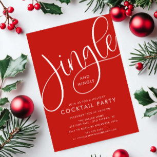 Convite Feriado Vermelho Moderno "Jingle and Mingle"