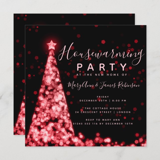 Convite Feriados de Natal do Red Housearming Party (Frente/Verso)