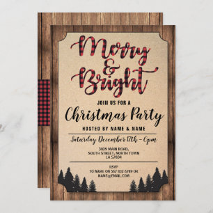 Convite Feriados de Natal em Feliz e Brilhante Vermelho