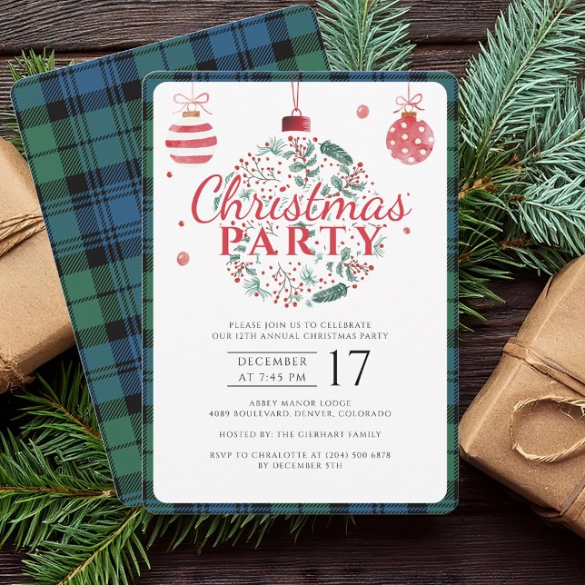 Convite Feriados de Tartan no Natal Elegante da xadrez Cam (Elegant Rustic Plaid Christmas Holidays Party Campbell Tartan Invitation)