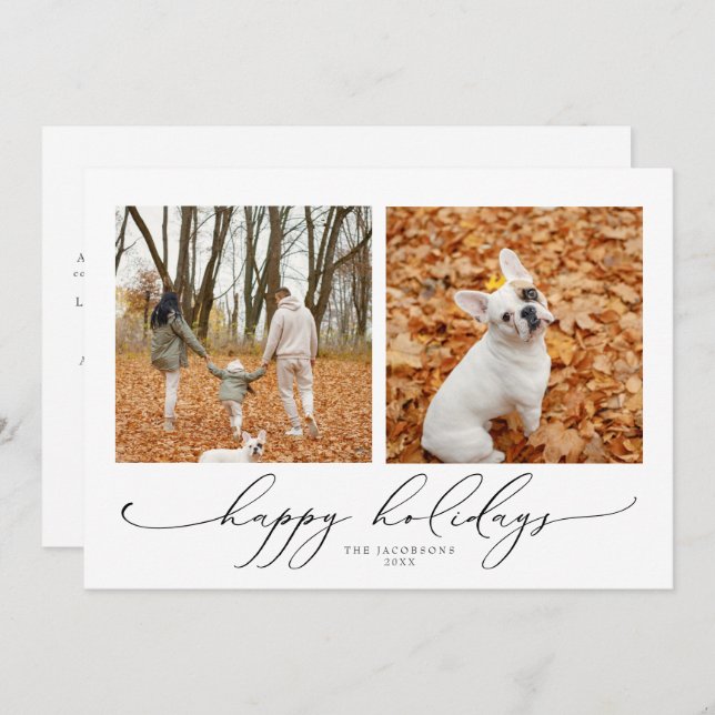 Convite Feriados Felizes do Script Elegante VALENTINA 2 (Frente/Verso)