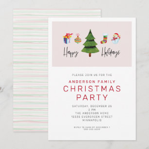 Convite Feriados Felizes Festa de Natal em Aquarela