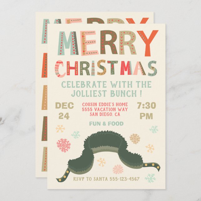 Convite Férias da Festa de Natal Festa de Chapéu do Eddie (Frente/Verso)