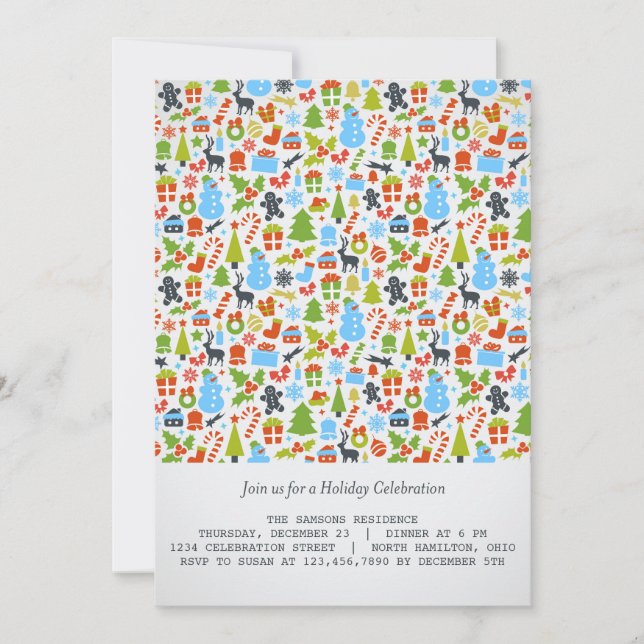 Convite Férias de Elementos de Natal/Convites de Festa de  (Frente)