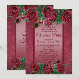 Convite Férias de Natal da Flor Rosa Elegante