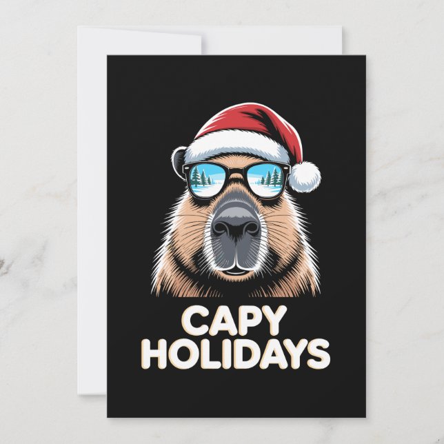 Convite Férias do Capy Natal Capivara Óculos de Sol Papai  (Frente)