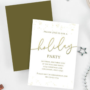 Convite Férias Dourado Caligrafia Script Glitter Simples