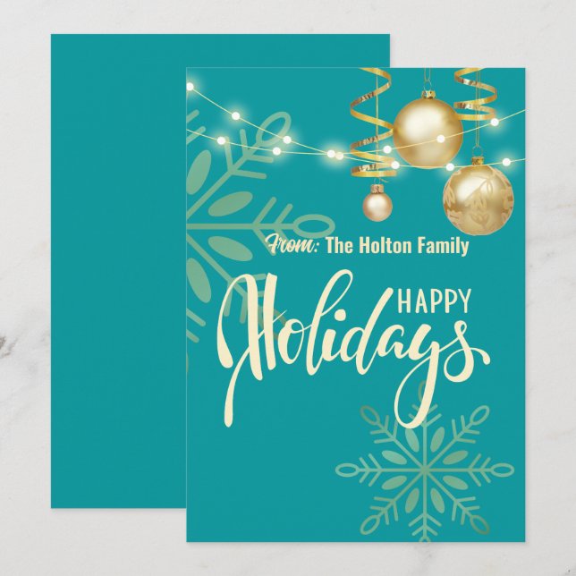 Convite Férias felizes moderno verde Natal  (Frente/Verso)