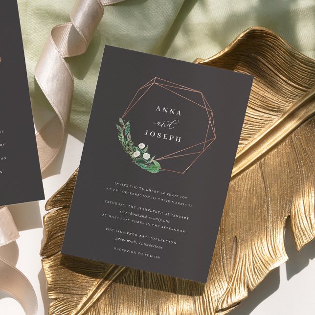 Convite Ferida Geométrica do Estufa | Casamento Botânico (Criador carregado)