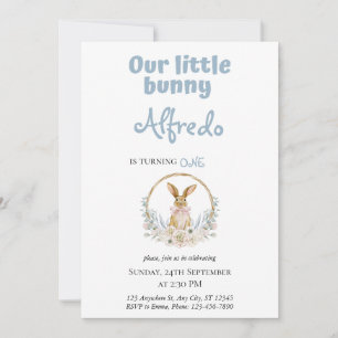 Convite Ferimento de bebê do Coelhinho da Páscoa azul