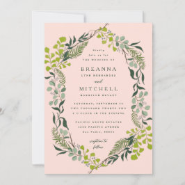Convite Fern Eucalyptus - Casamento Cor-de-Rosa Desenhado