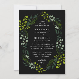 Convite Fern Eucalyptus - Casamento Preto Verde Desenhado