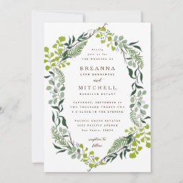 Convite Fern Eucalyptus Greenery Wedding Escrito À Mão