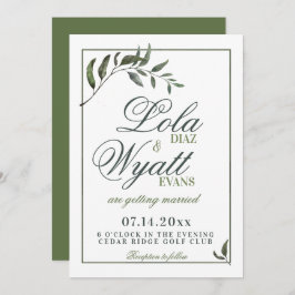 Convite Fern Green Willow Branch Elegant Wedding