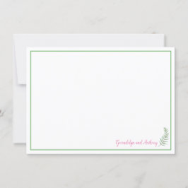 Convite Fern Verde, Rosa e Branco Personalizado