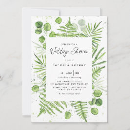 Convite Ferns de Aquarela e Chá de casamento de Quadro Euc