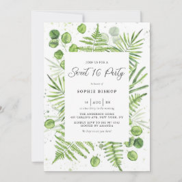 Convite Ferns de Aquarela e Eucalyptus Frame Sweet 16 Part